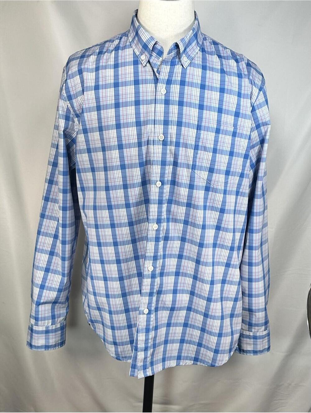Crown Ivy Classic Fit Oxford Checked Button Up Blue Mens L